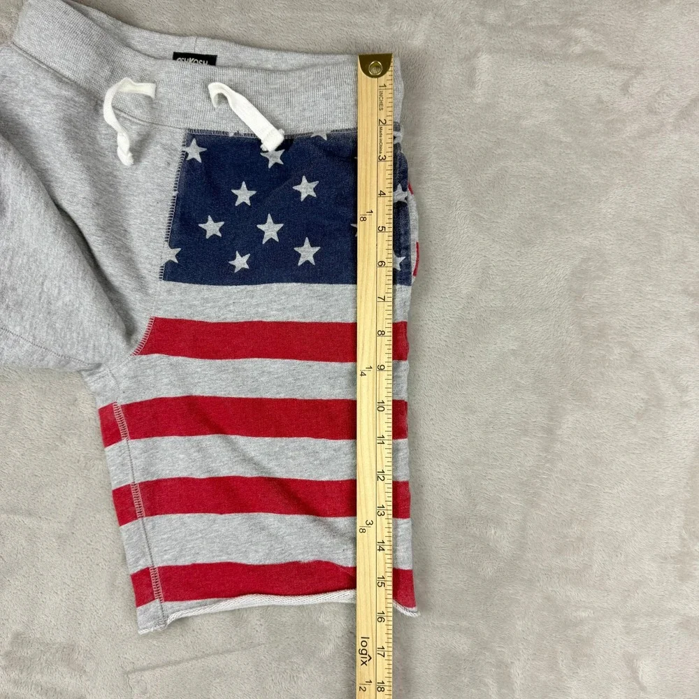 OshKosh B'gosh Shorts Kids 8 Gray American Flag July 4th Stars Stripes Patriotic